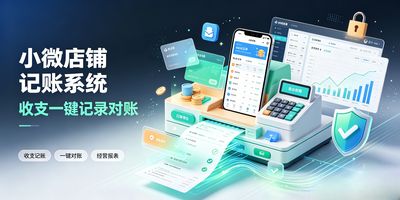 小微个体户简易收支记账通主界面，收入、支出、账户、应收应付、报表、发票模块清晰，双击即用，账本全在本机。